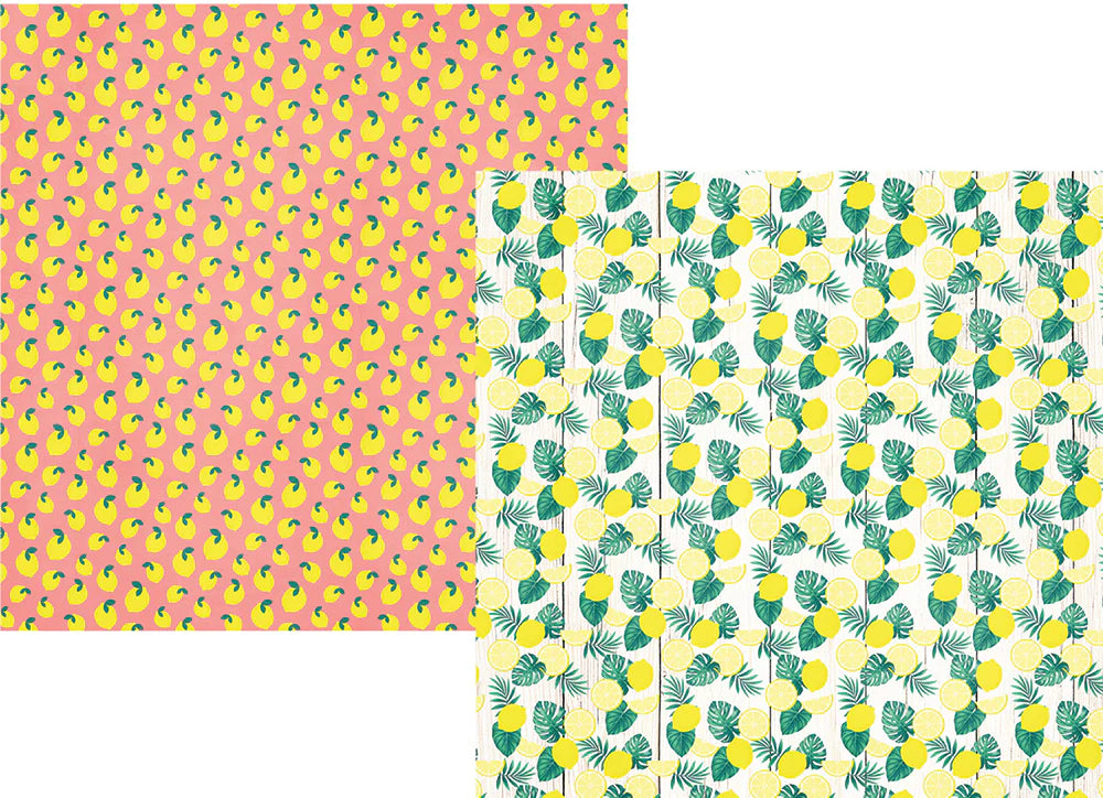 Simple Stories Sunshine and Blue Skies Collection 12x12 Scrapbook Paper Lemonade Stand (10616)