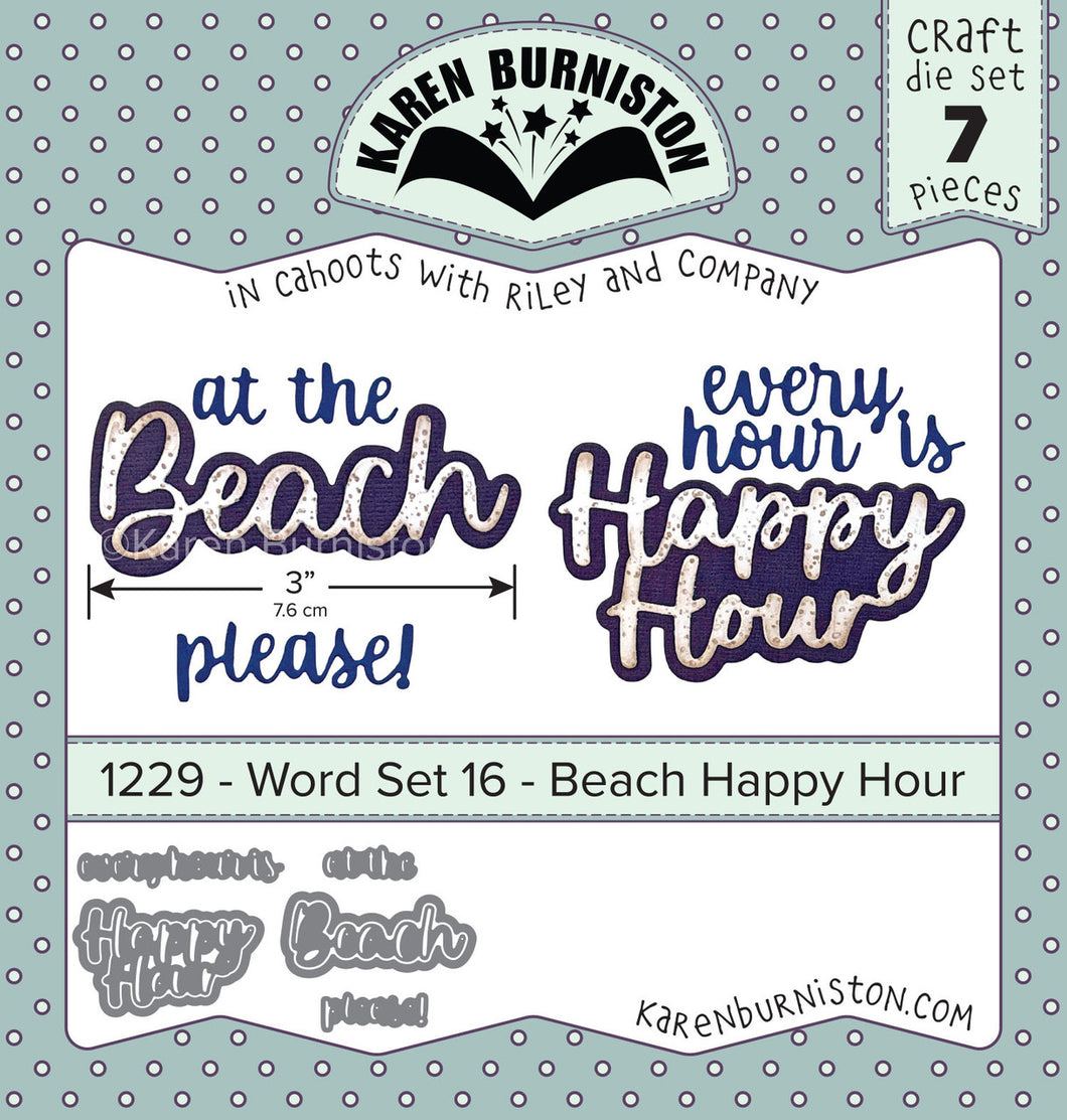 Karen Burniston Craft Die Set Word Set 16 Beach Happy Hour (1229)