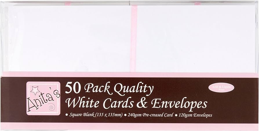 Docrafts Anita's Square Quality White Cards & Envelopes 50 Pack (ANT1512020)