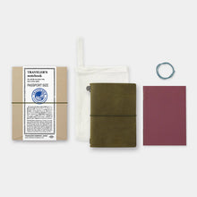 Load image into Gallery viewer, Traveler&#39;s Company Passport Size Leather Cover Olive (15343-006)
