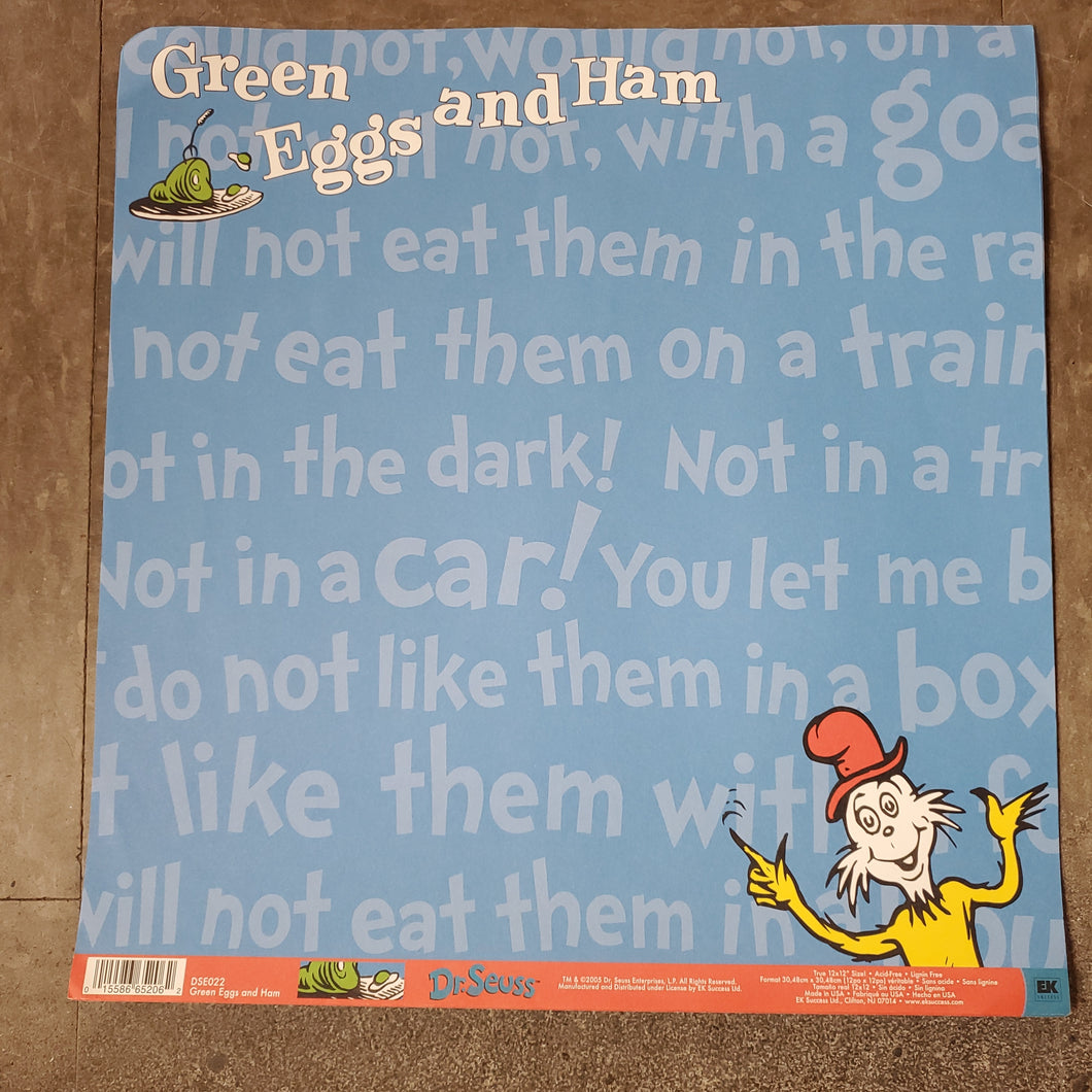 EK Success Dr. Seuss 12x12 Scrapbook Paper Green Eggs and Ham (DSE022)