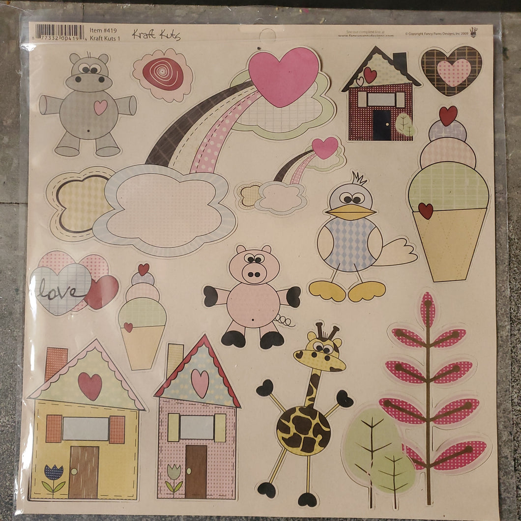 Fancy Pants Designs 12x12 Die Cut Sheet Kraft Kuts 1 (#419)