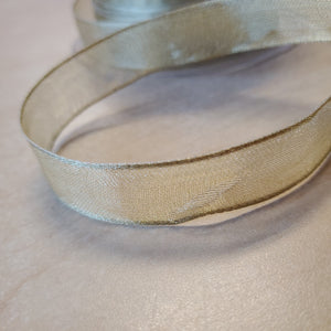 May Arts Ribbons 5/8 Inch Semi-Sheer Metallic Ribbon with Woven Edge Gold (PK-30)