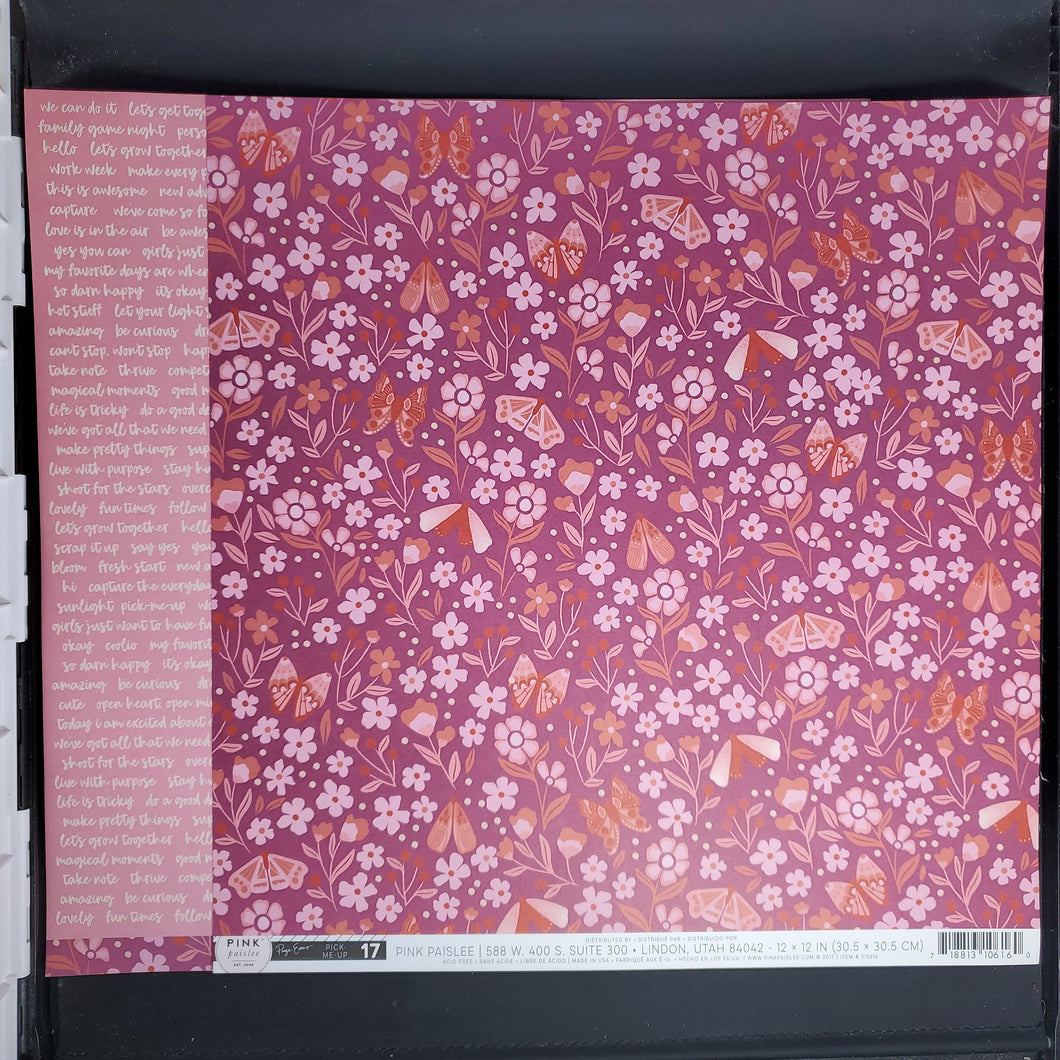 Pink Paislee Pick-Me-Up Collection 12x12 Scrapbook Paper 17 by Paige Evans (310616)