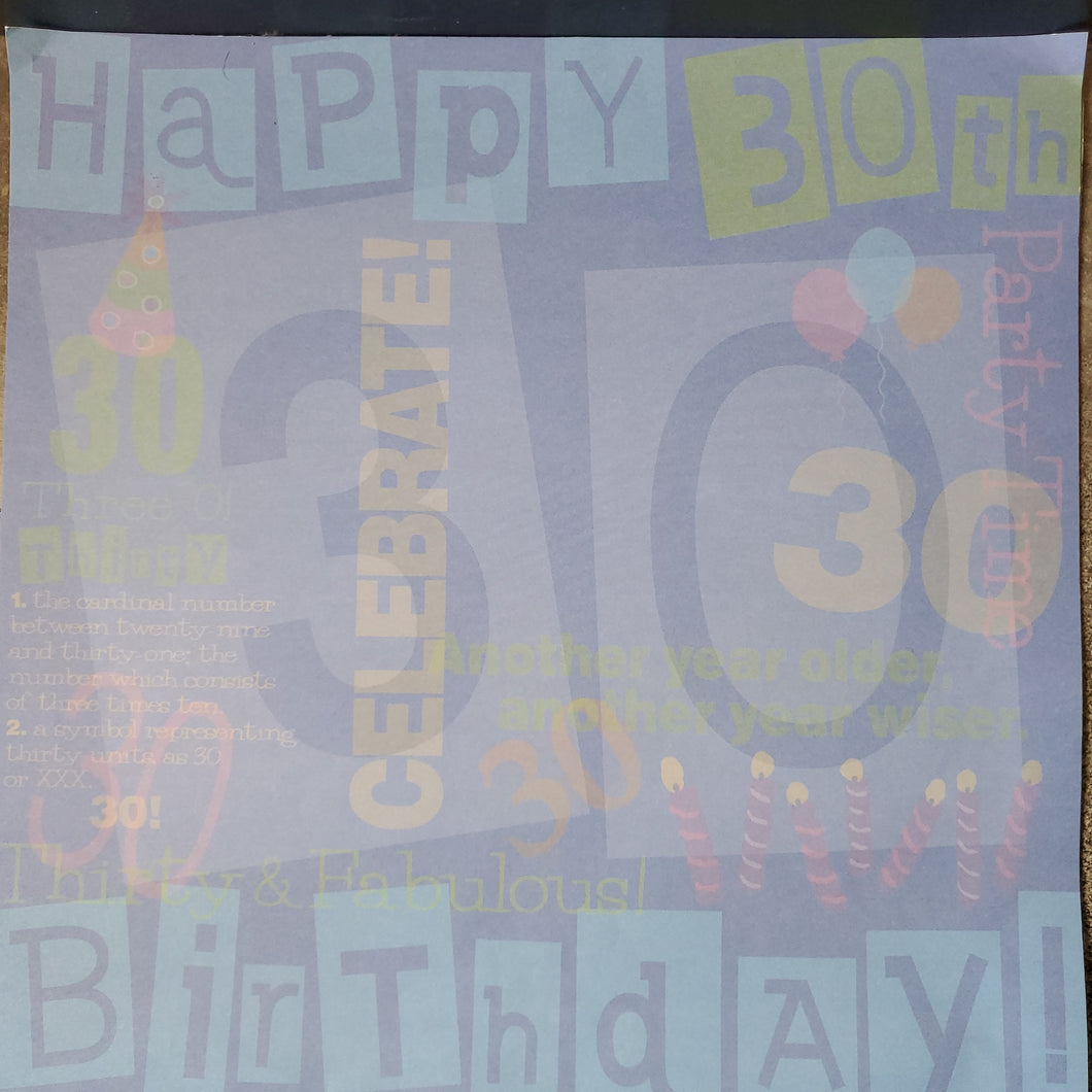 Karen Foster Design 12x12 Scrapbook Paper 30th Birthday (60743)