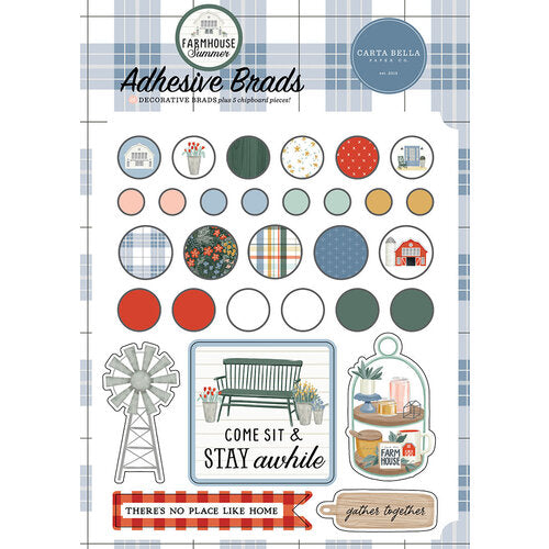 Carta Bella Farmhouse Summer Collection Adhesive Brads (CBFAS150020)