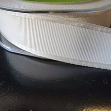 Load image into Gallery viewer, May Arts Ribbons 1 Inch Grosgrain Ribbon with Woven Satin Edge Ivory (376-1-09)
