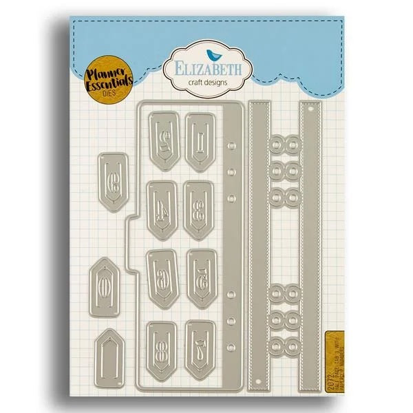 Elizabeth Craft Designs You've Got Mail Planner Essentials Die Half Page Tab 3 with Paperclip Numbers (2072)