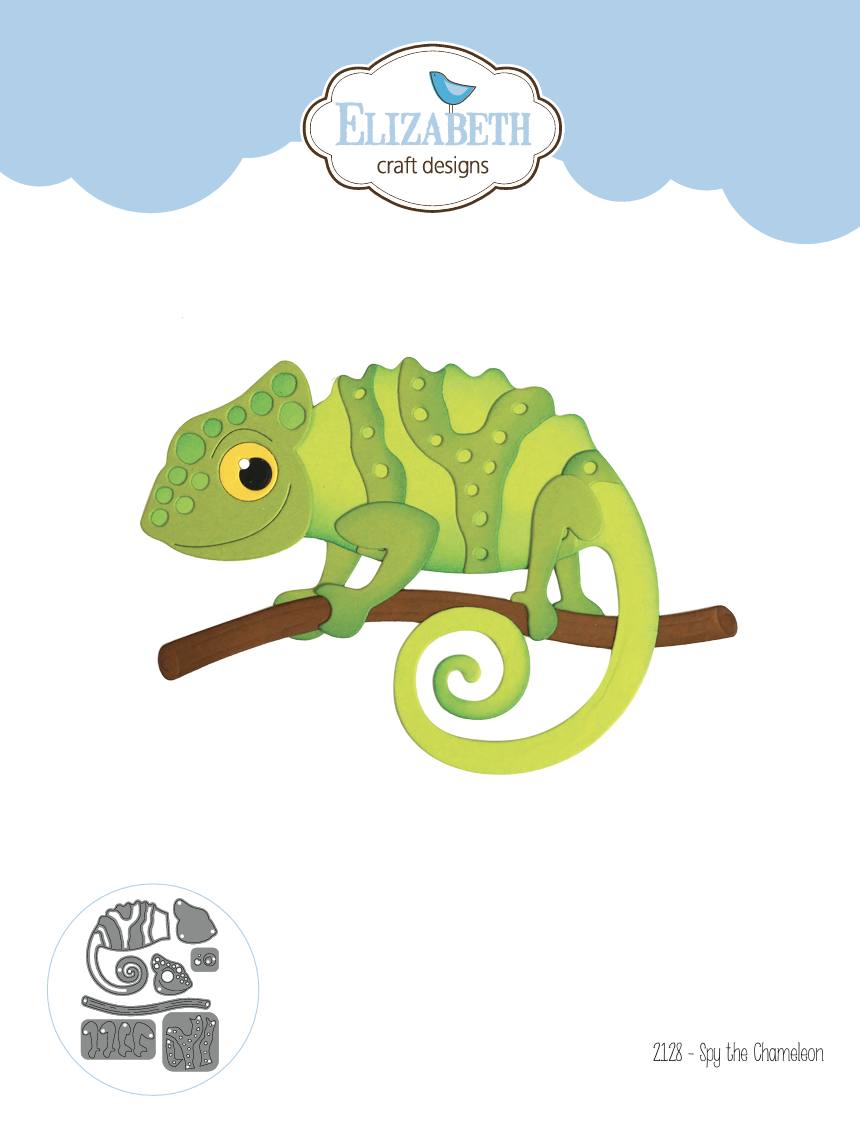 Elizabeth Craft Designs Jungle Party Collection Die Set Spy the Chameleon (2128)