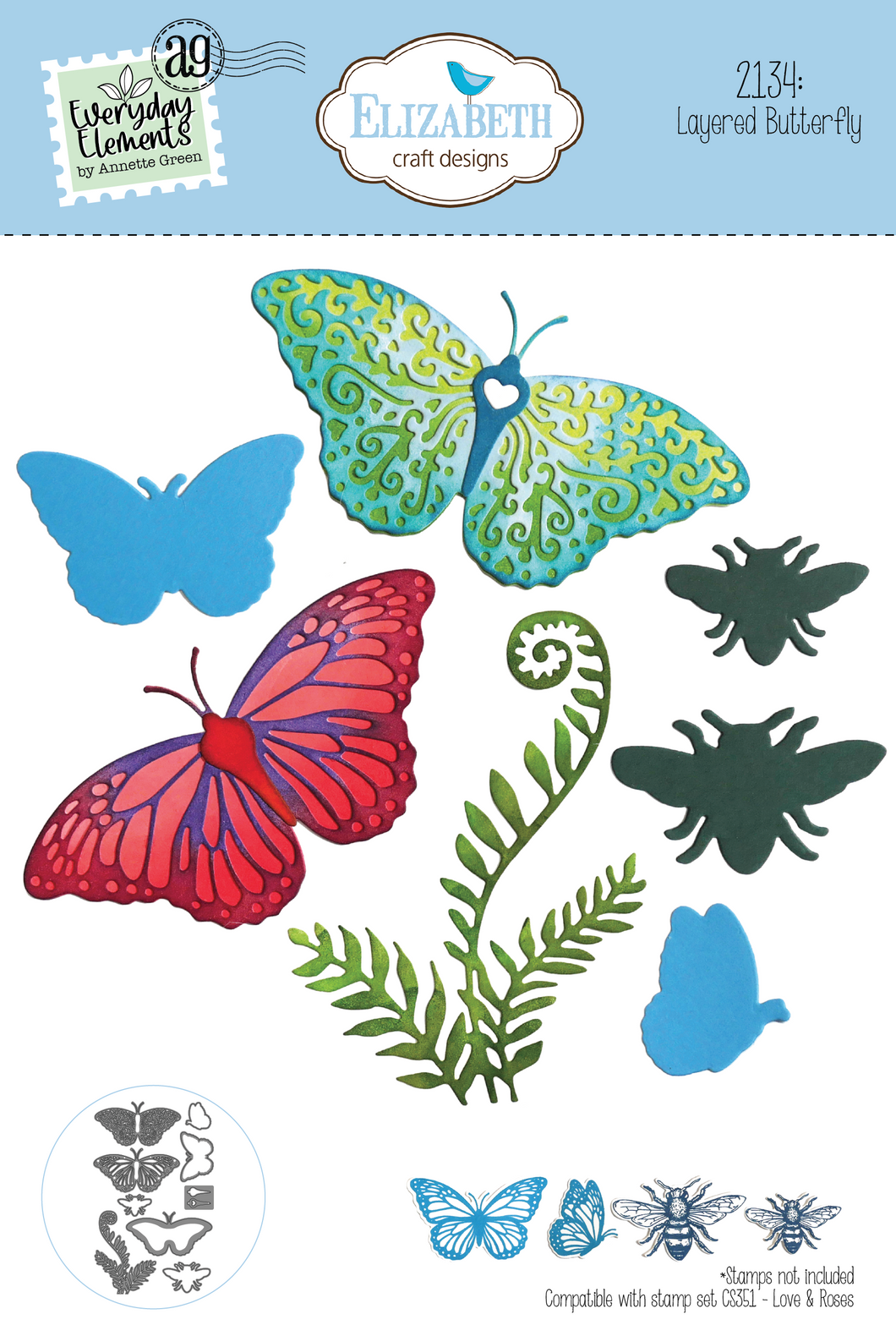 Elizabeth Craft Designs This Lovely Life Collection Die Set Layered Butterfly (2134)