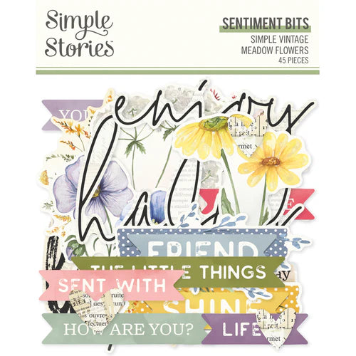 Simple Stories Simple Vintage Meadow Flowers Sentiments Bits (22624)