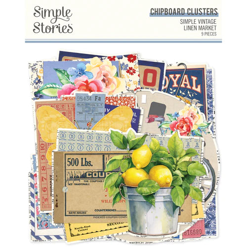 PREORDER - Simple Stories Simple Vintage Linen Market Chipboard Clusters (22728)