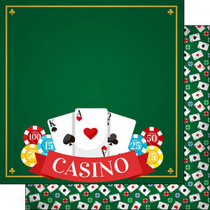 Scrapbook Customs 12x12 Scrapbook Paper Casino Cards & Chips Paper (30820a)