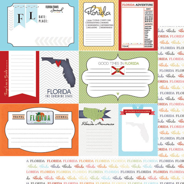 Scrapbook Customs 12x12 Scrapbook Paper Florida Travel Journal Paper (36659)