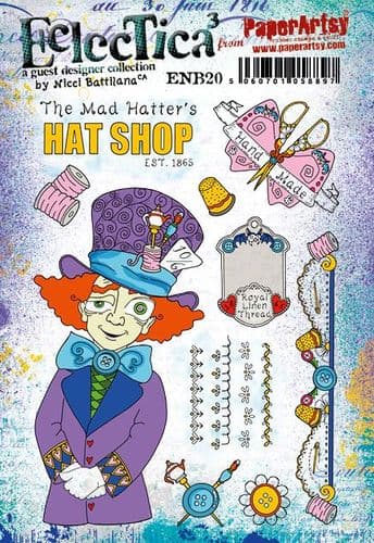 PaperArtsy Rubber Stamp Set Eclectica3 The Mad Hatter by Nicci Battilana (ENB20)