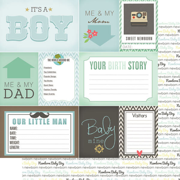 Scrapbook Customs 12x12 Scrapbook Paper Baby Boy Newborn Paper (36954)