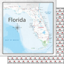 Load image into Gallery viewer, Scrapbook Customs 12x12 Scrapbook Paper Florida Adventure Map Paper (38533)
