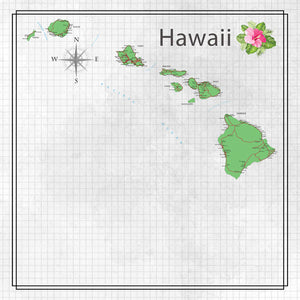 Scrapbook Customs 12x12 Scrapbook Paper Hawaii Adventure Map Paper (38535a)