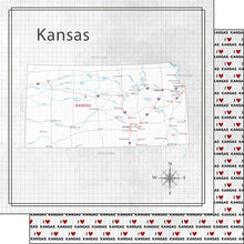 Load image into Gallery viewer, Scrapbook Customs 12x12 Scrapbook Paper Kansas Adventure Map Paper (38540a)
