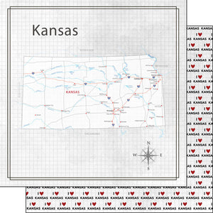 Scrapbook Customs 12x12 Scrapbook Paper Kansas Adventure Map Paper (38540a)