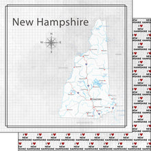 Load image into Gallery viewer, Scrapbook Customs 12x12 Scrapbook Paper New Hampshire Adventure Map Paper (38553a)
