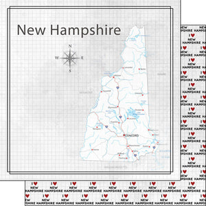 Scrapbook Customs 12x12 Scrapbook Paper New Hampshire Adventure Map Paper (38553a)