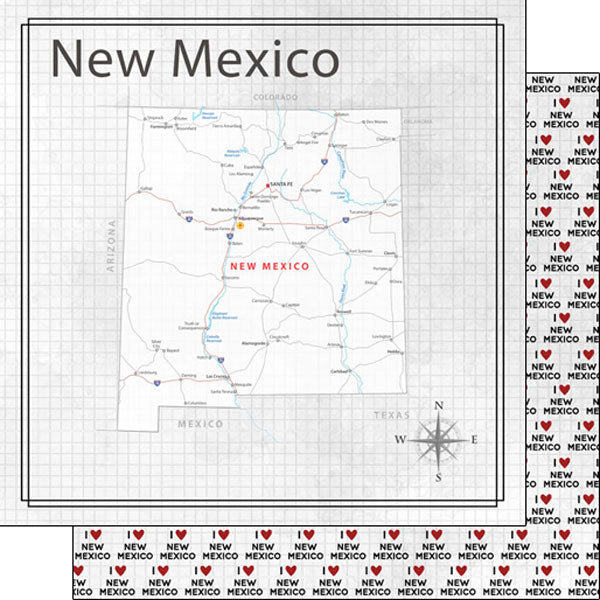 Scrapbook Customs 12x12 Scrapbook Paper New Mexico Adventure Map Paper (38555a)