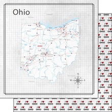 Load image into Gallery viewer, Scrapbook Customs 12x12 Scrapbook Paper Ohio Adventure Map Paper (38559a)
