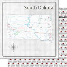 Load image into Gallery viewer, Scrapbook Customs 12x12 Scrapbook Paper South Dakota Adventure Map (38565a)
