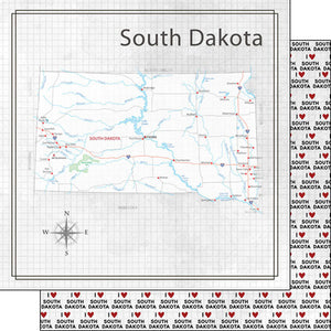 Scrapbook Customs 12x12 Scrapbook Paper South Dakota Adventure Map (38565a)