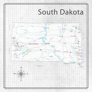 Scrapbook Customs 12x12 Scrapbook Paper South Dakota Adventure Map (38565a)