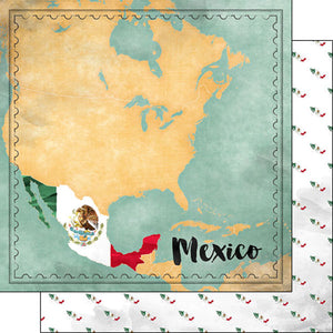 Scrapbook Customs 12x12 Scrapbook Paper Mexico Map Sights Paper (39286)