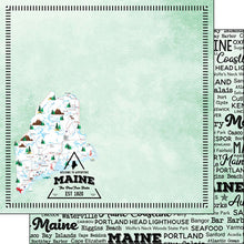 Load image into Gallery viewer, Scrapbook Customs 12x12 Scrapbook Paper Maine Postage Map Paper (39440)
