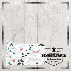 Scrapbook Customs 12x12 Scrapbook Paper Pennsylvania Postage Map Paper (39459)