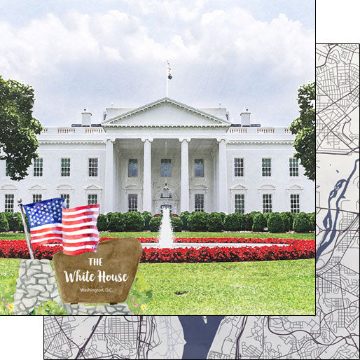 Scrapbook Customs 12x12 Scrapbook Paper Washington DC The White House Paper (39739)