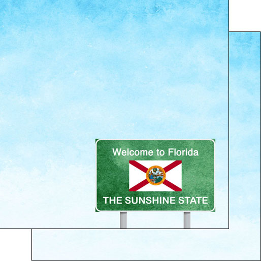 Scrapbook Customs 12x12 Scrapbook Paper Florida Welcome Road Sign Paper (39826)