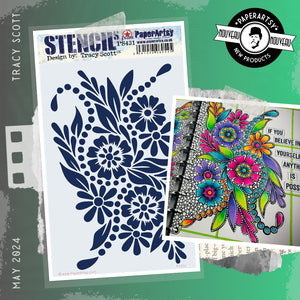 PaperArtsy Stencil Flowers & Leaves by Tracy Scott (PS431)