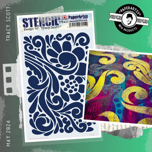 PaperArtsy Stencil Waves by Tracy Scott (PS432)