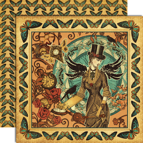 Graphic 45 Steampunk Debutante Collection 12x12 Scrapbook Paper Time Flies (4500266)