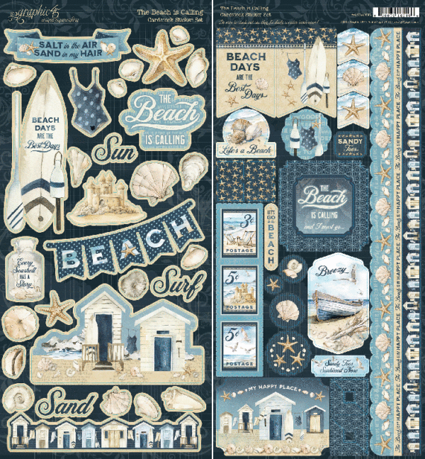 Graphic 45 The Beach is Calling Collection Sticker Sheet (4502803)