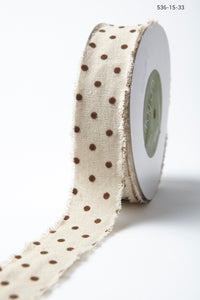 May Art Ribbons Natural with Velvet Polka Dots Brown (536-15-33)