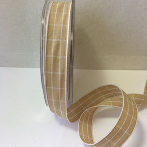 May Art Ribbons Solid Plaid 5/8" Tan (391-58-32)