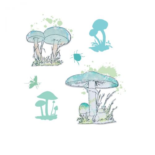 Sizzix® Framelits Die & Stamp Set Painted Pencil Mushrooms by 49 and Market (666637)