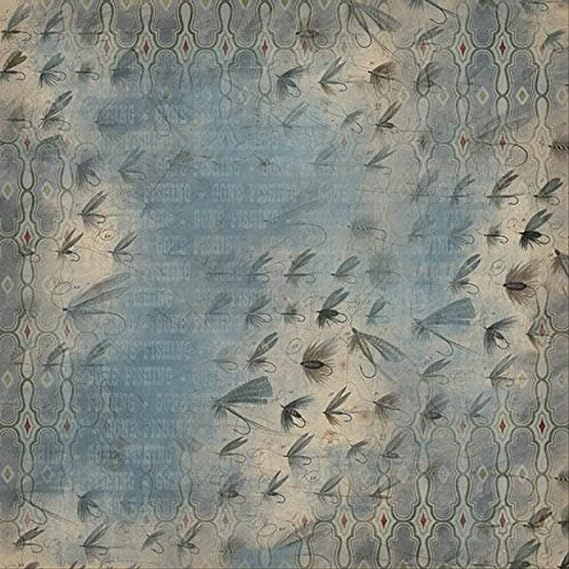 Karen Foster Design 12x12 Scrapbook Paper Fishing Flies (64965)