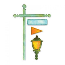 Load image into Gallery viewer, Sizzix Sizzlits Decorative Strip Die Flagpole w/Lantern &amp; Sign by Karen Burniston (657792)
