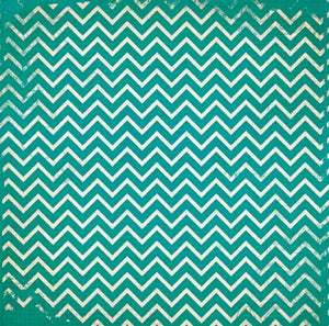 BoBunny DoubleDot Designs 12x12 Scrapbook Paper Turquoise Chevron (12DFC658)