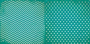 BoBunny DoubleDot Designs 12x12 Scrapbook Paper Turquoise Chevron (12DFC658)