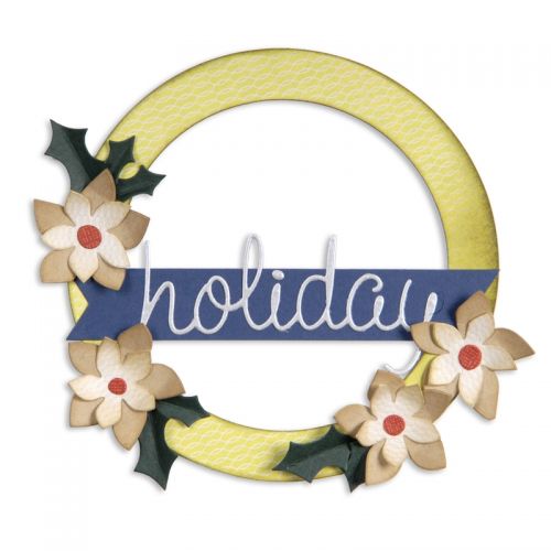 Sizzix Bigz L Die Wreath, Banner, Holly & Poinsettia by BasicGrey (659997)