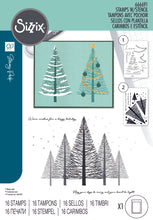 Load image into Gallery viewer, Sizzix A5 Clear Stamps Set W/Stencil Cosmopolitan Christmas Merry And Light By SP
