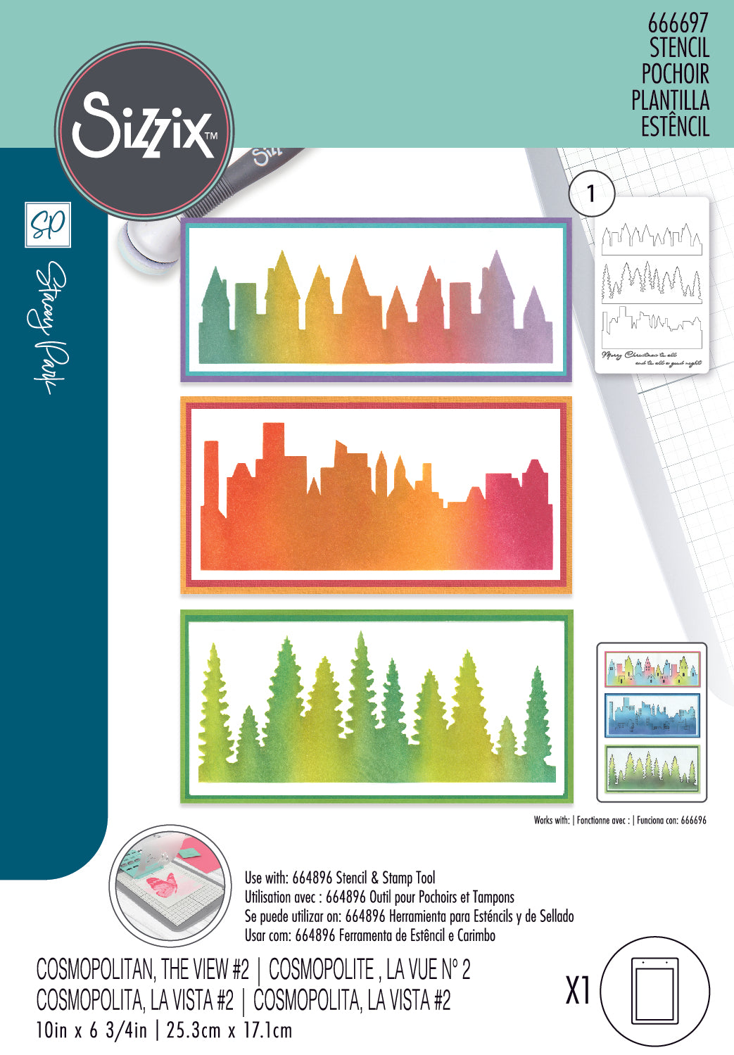 Sizzix A5 Stencil Cosmopolitan The View #2 By Stacey Park